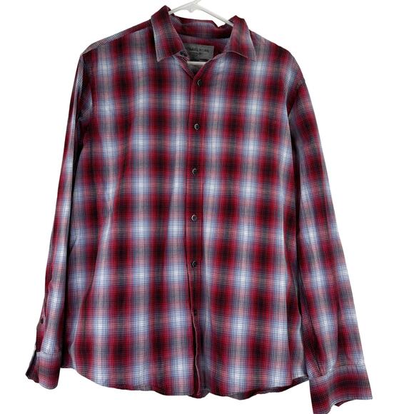 Michael Kors Men's Plaid Button Up Long Sleeve Shirt Size XL - Picture 1 of 4